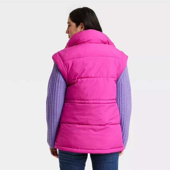 Universal Thread Puffer Vest - Raspberry Pink Fuschia NWT - Picture 2 of 12